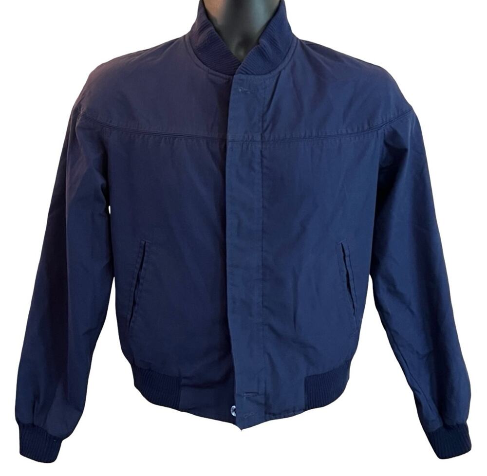 Vintage 90's Mervyn's Navy Blue Bomber Jacket, Size Youth 18 (See Desc For Meas)